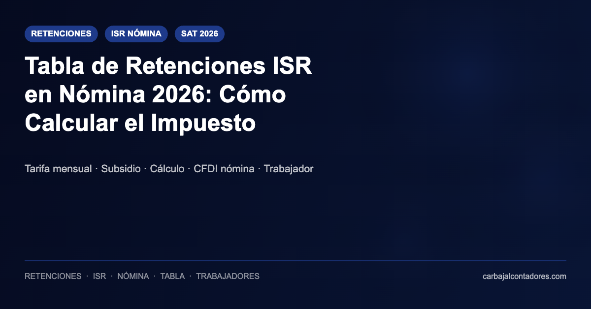 Tabla de Retenciones de ISR en Nómina 2026: Cómo Calcular el Impuesto ...